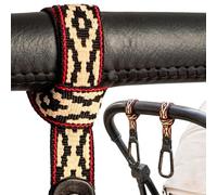 Ganchos Carro Bebé de Cuero Auténtico Argentino - Pack 2 Colgadores Universales para Bolso Carrito, Cochecito y Silla de Paseo, Cinta Reforzada Premium, Negro