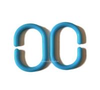 Ganchos colgantes para cortina de ducha, ganchos de plástico para barra de cortina de cortina de ducha, paquete de 12 ganchos en forma de C, color azul claro, anillos de cortina de ducha de plástico