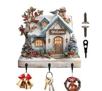Ganchos de abrigo de sombrero en forma de casa - Organizador de pared | decorativo 2D de madera con varios tobillos, panel colgante para bolsos bufandas chaquetas accesorios | Christmas Hallowe