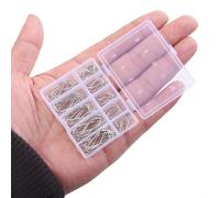 Ganchos de doble púa de vástago largo para agua salada, surf, pesca, ojo anillado, permite la conexión directa de línea o señuelo (caja de 50 piezas)