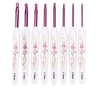 Ganchos de ganchillo, juego de agujas de tejer de buen agarre, suaves, antideslizantes, con marca, para uso doméstico, 8 Uds. (Red flower porcelain 8-pack)