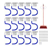 Ganchos de metal para herramientas de jardín, 15 unidades, ganchos para colgar herramientas de jardín, con 30 tornillos para garajes, cobertizos, trasteros (azul)