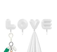 Ganchos De Pared Adhesivos,Ganchos De Pared Adhesivos - Gancho de carta de AMOR - 4 Uds. Ganchos para bolsas, ganchos adhesivos resistentes al agua para toallas, colgador decorativo para baño para bat