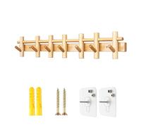 Ganchos de pared ajustables creativos de madera para llaves, sin taladro, 7 ganchos para entrada, pasillo, sala de estar, oficina, cocina (color: haya)
