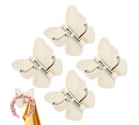 Ganchos de pared autoadhesivos | 4 ganchos de almacenamiento adhesivos giratorios para mariposas, ganchos pegajosos muy sólidos, para baño, ducha, apartamento, dormitorio, cocina, entrada