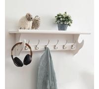 Ganchos De Pared Con Estante Entrada Estante Para Colgar En La Pared Ganchos De Madera Para Pared Con Estante Perchero Montado En La Pared Con Ganchos Para Baño Sala (Size:80*16.5*22cm,Color:Blanco)