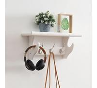 Ganchos De Pared Con Estante Entrada Estante Para Colgar En La Pared Ganchos De Madera Para Pared Con Estante Perchero Montado En La Pared Con Ganchos Para Baño Sala (Size:48.5*16.5*22cm,Color:Blanco)