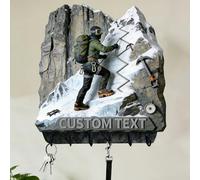 Ganchos de pared personalizados con impresión plana 2D con temática de montañista para entusiastas del montañismo hombres y mujeres con nombre personalizado, soporte para llaves con temática de