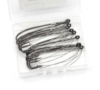 Ganchos de pesca, 10 unidades, caja de anzuelos de púas sin malas hierbas con soporte de cebo de gusano único, diseñados para aparejos locos y pesca de lubina sin enganches (2/0)