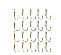 Ganchos de pesca de acero de alto carbono, 20 unidades, ganchos dobles de púas para señuelo de gusano y pesca de cebo de crankbait adecuados para lucio y otras especies de agua dulce (1#)