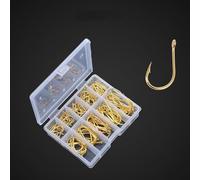 Ganchos de pesca de acero de alto carbono, caja de 100 piezas con vástago largo y anillos opcionales para un cebo seguro o fijación de señuelo (C)