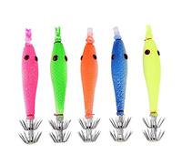Ganchos de Pesca de Calamar 5 Piezas Silicona Artificial de Señuelos Luminoso