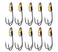 Ganchos de pesca dobles, 10 ganchos de acero de alto carbono para camarones vivos reutilizables para atrapar peces a los que les gusta comer camarones