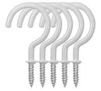 Ganchos de Techo de 25 Paquetes de Gancho de la Taza, 2.9 Pulgadas, FineGood Colgador de Tornillo Recubierto de Vinilo de para uso en interiores y al aire libre - Blanco