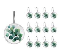 Ganchos decorativos redondos de cristal para cortina de ducha con patrón 3D visual, a prueba de óxido, 12 unidades