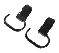 Ganchos Giratorios para Cochecito, 2 Piezas de Aleación de Aluminio Negro | Carga Robusta y Diseño Ligero, Fijación Segura, Webbing Incluida para Uso en Buggy y Compras