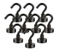 Ganchos magnéticos, 10PCS Imanes con Gancho Super fuerte, 16mm Imán de Neodimio Gancho Magnético, Ganchos Imanes Potente para Cocina, Dormitorio, Baño, Garaje, Taquillas, Imán para Nevera (Negro)