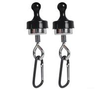 Ganchos magnéticos de camping para tiendas de campaña, colgador de aluminio resistente para linternas y lonas, para uso versátil en garaje y cocina (grande, negro, 2 piezas)