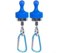 Ganchos magnéticos de camping para tiendas de campaña, colgador de aluminio resistente para linternas y lonas, para uso versátil en garaje y cocina (grande, azul, 2 piezas)