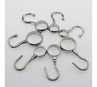 Ganchos móviles de acero inoxidable para tuberías, paquete de 10 ganchos deslizantes ajustables para armarios y baños, se adapta a barras de hasta 32 mm de diámetro