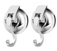 Ganchos multiusos para colgar lufa, toalla, abrigo, bata de baño, corona, adecuados para ducha, baño, cocina, puerta de cristal, espejo, azulejos, plateado, paquete de 2