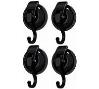 Ganchos multiusos para colgar lufa, toalla, abrigo, bata de baño, corona, adecuados para ducha, baño, cocina, puerta de cristal, espejo, azulejos, negro, paquete de 4