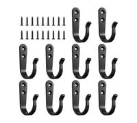 Ganchos negros - Hierro 10 Piezas Montado en la pared Decorativo Racks Holder | Heavy Duty Coat Hooks para sombreros Towels Bolsas | for Home House Kitchen Entryway Baño Uso de puerta al aire libre