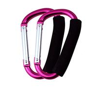 Ganchos para cochecito de bebé, 2 mosquetones para colgar bolsos, bolsas de pañales, bolsas de la compra. Clip para sistemas de viaje individual/doble, asientos de coche y pantalones deportivos (rojo