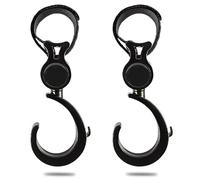 Ganchos para cochecito de bebé: clips universales giratorios de 360°, 2 ganchos para colgar para bolsos, compras, bicicletas, sillas de ruedas y carritos, accesorios duraderos para bebés para una fáci