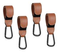 Ganchos para cochecito, gancho multifuncional de cuero para cochecito, mosquetón para cochecito, enganche para bolso de pañales, ganchos par