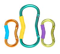 Ganchos para cochecito Nuby: paquete de 3, verde/multicolor, incluye 1 gancho grande y 2 peque?os para organizar elementos esenciales