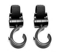 Ganchos para cochecito para bolsas de pañales, organizador de percha para bolsas de comestibles, monedero, mamá, gancho paquete de 2 unidades, color negro