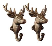 Ganchos para Colgar 2pcs Ganchos de Pared de latón Agrupación de Oro Vintage Cabeza de Alces de Hierro Fundido Ganchos de Pared de Animales 4.3x6.3 Hanchos de Colgador de Ciervos de Reno para el Esta
