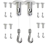 Ganchos para colgar cuadros | Soporte para techo regulable | Incluye taco expansivo | Nylon 2 m + gancho Fast | Soporta hasta 9 kg | Ideal para hogar o escaparates (10 unidad)