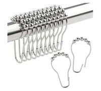 Ganchos para Cortinas 12 unids/Set Ganchos for Cortina de Ducha Poste baño Anillo elevación en Forma Calabaza 5 Hebillas Cuentas(Silver 12Pcs)