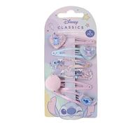 ARTESANÍA CERDÁ – Ganchos para el cabello Stitch – Set 6 piezas para niñas – Colores pastel & glitter