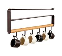 Ganchos para montaje debajo del armario para tazas de café, 6 ganchos sin taladrar la parte inferior del estante, organizador de soporte para tazas de cocina, para tazas, cucharones, corbatas