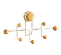 Ganchos para puerta, ventosa fuerte sobre sin taladro, montaje en pared, gancho resistente para baño, toalla, albornoz, cocina, colgador (madera cruda, amarillo)