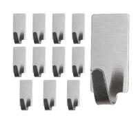 Ganchos para toallas de baño, ganchos de pared de acero inoxidable, 12 ganchos adhesivos de pared de acero inoxidable para toallas de baño, ganchos autoadhesivos de acero inoxidable con alta capacidad