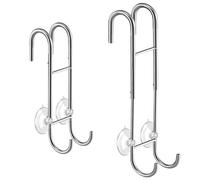 Ganchos para toallas de ducha - 9 ~ 13 pulgadas de longitud ajustable para vidrio enmarcado y sin marco sobre la puerta, soporte para escobilla de goma, colgador de toallas para trajes de baño, batas