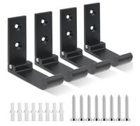 Ganchos Pared Plegables, 4 Piezas Soporte Auriculares Pared, Ganchos para Percheros, Gancho de Montaje en Pared de Aluminio, Con Tornillos, para Chaqueta Toalla Cocina (Negro)