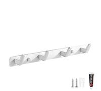 Ganchos Percheros De Pared Perchero Decorativo De Pared De Aluminio Macizo Perchero Con Gancho Blanco Con 4 Ganchos Adecuado Para Cocina Baño Dormitorio Gancho Para Toallas Detrás De La Puerta(35cm)