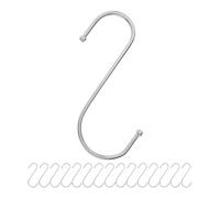 Ganchos S para colgar, 16 piezas, en plata, ganchos de metal para varillas de hasta Ø 42 mm, longitud 120 mm, Ganchos S para cocina, barra de colgar, garaje, olla, sartén, taza, ganchos para colgar