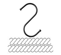 Ganchos S para colgar, 24 piezas, en negro, ganchos de metal para varillas de hasta Ø 32 mm, longitud 85 mm, Ganchos S para cocina, barra de colgar, garaje, olla, sartén, taza, ganchos para colgar