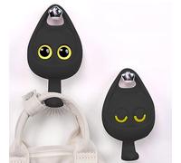 Ganchos y ganchos para el hogar lindos ganchos de gato un gancho que hace un ojo de dibujos animados Winking Cat Hook No es necesario golpear No Mark Cat Hook Colgador de pared (negro, One Size)