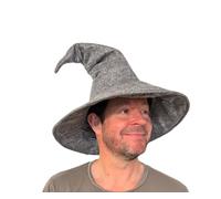 Gandalf Hobbit Sombrero de mago con punta curvada imitación de cuero gris sombrero de bruja Merlín Mago bruja hechicero sombrero