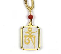 Gandhanra Amuleto de letra OM pintado a mano, caja tibetana, colgante de talismán religioso, collar de acero inoxidable, regalo espiritual