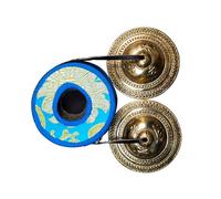 Gandhanra Conjunto de Campanas de platillos de meditación Tibetanas - Platillos Tingshas Tibetanos - Hecho a Mano en Nepal - campanas - Bronce Om 9cm