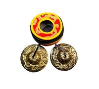 Gandhanra Conjunto de Campanas de platillos de meditación Tibetanas - Platillos Tingshas Tibetanos - Hecho a Mano en Nepal - campanas - Latón Dragón 6,5cm