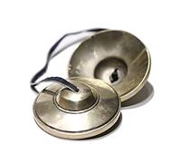 Gandhanra Conjunto de Campanas de platillos de meditación Tibetanas - Platillos Tingshas Tibetanos - Hecho a Mano en Nepal - campanas - Bronce liso 7.7cm